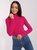 Fuchsia Ribbed Sweater with Turtleneck