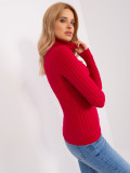 Red Women's Sweater with Turtleneck Made of Viscose
