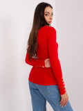 Red Classic Sweater with Buttons
