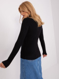 Black Striped Sweater with Turtleneck