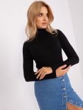 Black Striped Sweater with Turtleneck