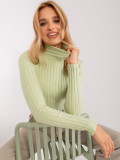 Pistachio Ribbed Sweater with Turtleneck