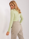 Pistachio Ribbed Sweater with Turtleneck