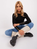 Classic Black Sweater with Buttons on Sleeves