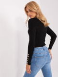 Classic Black Sweater with Buttons on Sleeves