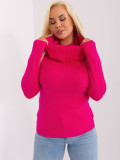 Fuchsia Women's Sweater with Flowing Turtleneck