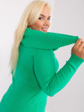 Green Plus Size Women's Sweater with Ribbing