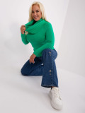 Green Plus Size Women's Sweater with Ribbing