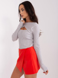 Light Gray Ribbed Knit Sweater