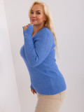 Blue Fitted Plus Size Sweater