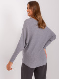 Gray Oversize Sweater with Boat Neck