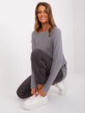 Gray Oversize Sweater with Boat Neck