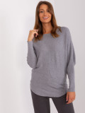 Gray Oversize Sweater with Boat Neck