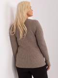 Dark Beige Plus Size Sweater with Decorative Buttons