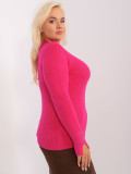 Fuchsia Women's Plus Size Sweater with V-Neck