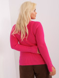 Fuchsia Women's Plus Size Sweater with V-Neck