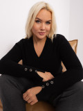 Black Plus Size Sweater with V-Neck