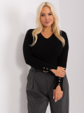 Black Plus Size Sweater with V-Neck