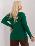 Dark Green Plus Size Women's Sweater with Viscose
