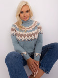 Mint Green Plus Size Women's Sweater with Turtleneck