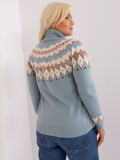 Mint Green Plus Size Women's Sweater with Turtleneck