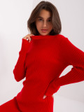 Red Striped Knit Dress to the Knee