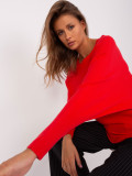 Red Oversize Sweater with Batwing Sleeves