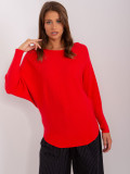 Red Oversize Sweater with Batwing Sleeves