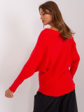 Red Oversize Sweater with Batwing Sleeves