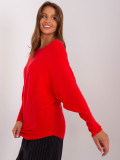 Red Oversize Sweater with Batwing Sleeves