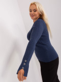 Navy Plus Size Sweater with Viscose