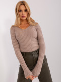 Classic Striped Sweater in Dark Beige