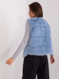 Blue Asymmetrical Fur Vest