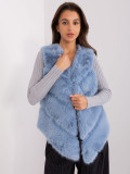 Blue Asymmetrical Fur Vest