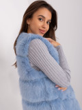 Blue Asymmetrical Fur Vest