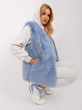 Blue Fur Vest with Closure