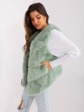 Pistachio Asymmetrical Fur Vest