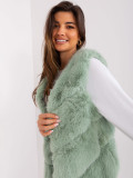 Pistachio Asymmetrical Fur Vest