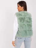 Pistachio Asymmetrical Fur Vest