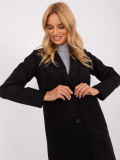 Black Transitional Coat with Buttons and Pockets