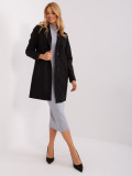 Black Transitional Coat with Buttons and Pockets