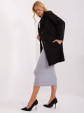 Black Transitional Coat with Buttons and Pockets