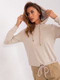 Beige Hoodie with Drawstring