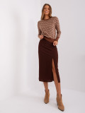 Dark Brown Midi Skirt with Slit