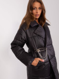 Black Winter Down Jacket with Quilting