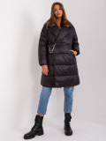 Black Winter Down Jacket with Quilting