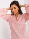Light Pink Shirt Blouse with Collar