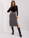 Black-Gray Midi Skirt