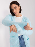 Light Blue Cardigan with Ribbed Cuffs