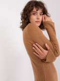 Camel Knit Dress with Flared Sleeves